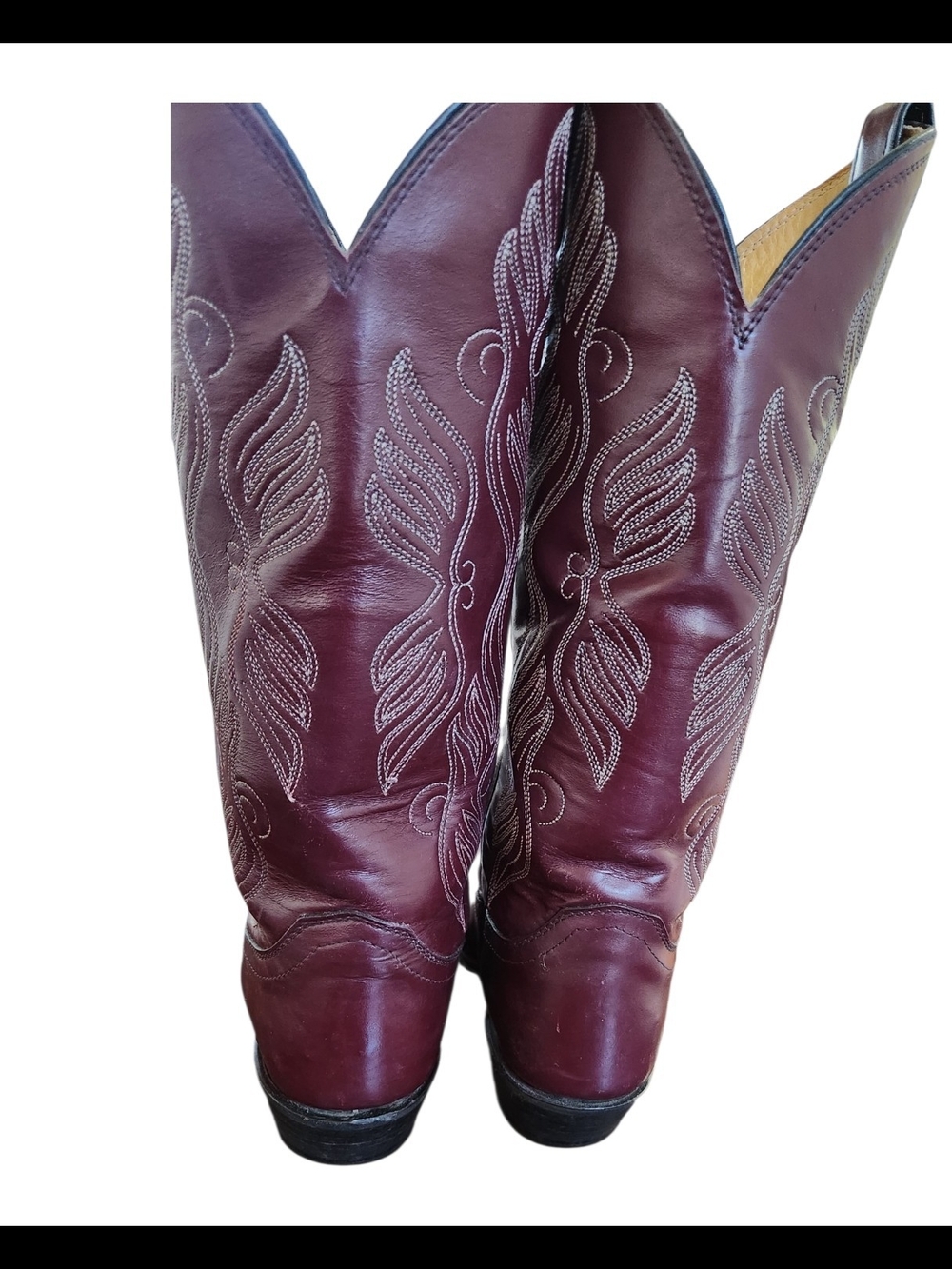 Justin Rare Vintage Oxblood Brown Leather Cowboy Boots, Women's 7B - Picture 4 of 10
